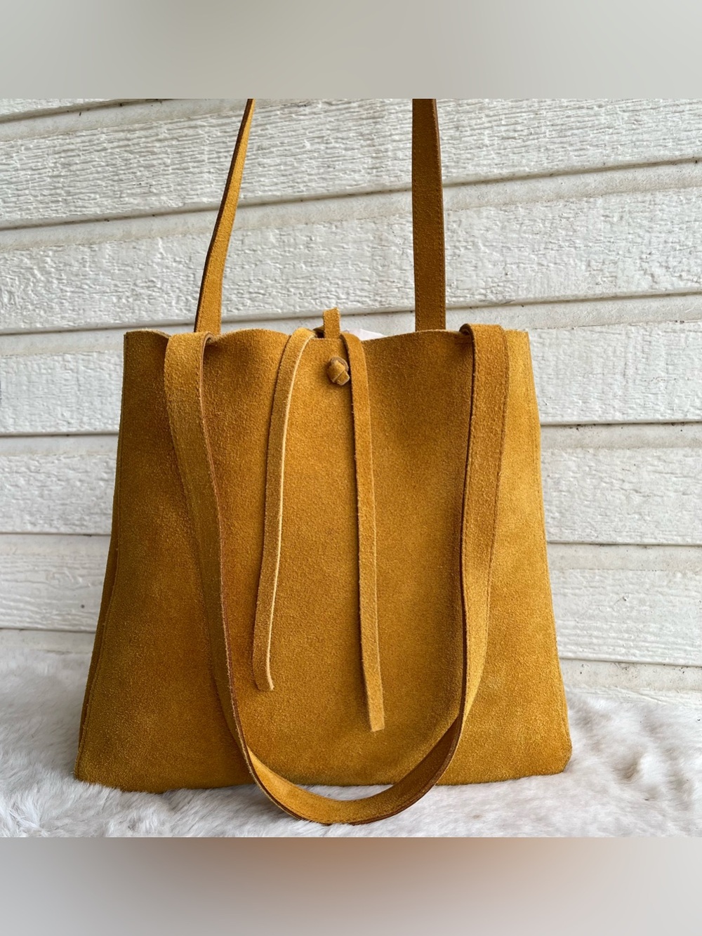 MADEWELL Yellow Suede Elsewhere Tie Tote Shoulder Bag